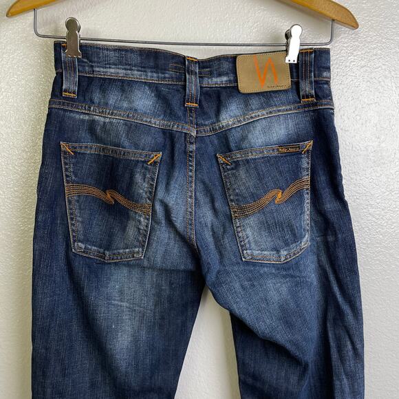 Nudie Jeans Grim Tim 29 Slim Straight Denim Button Fly Fades Organic Cotton - Picture 7 of 10